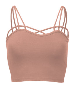 Women's Cross Spaghetti Strap Cami Bralette Tank Top