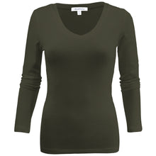 Load image into Gallery viewer, Women&#39;s Long Sleeve T-Shirt V-Neck Basic Layer Spandex Shirts