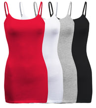 Load image into Gallery viewer, 4 Pack - Women&#39;s Basic Cami with Adjustable Spaghetti Straps Tank Top - S ~ 3XL