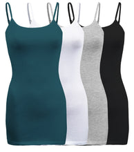 Load image into Gallery viewer, 4 Pack - Women&#39;s Basic Cami with Adjustable Spaghetti Straps Tank Top - S ~ 3XL