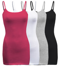 Load image into Gallery viewer, 4 Pack - Women&#39;s Basic Cami with Adjustable Spaghetti Straps Tank Top - S ~ 3XL