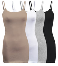 Load image into Gallery viewer, 4 Pack - Women&#39;s Basic Cami with Adjustable Spaghetti Straps Tank Top - S ~ 3XL