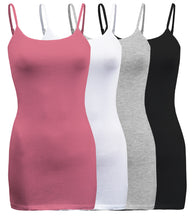 Load image into Gallery viewer, 4 Pack - Women&#39;s Basic Cami with Adjustable Spaghetti Straps Tank Top - S ~ 3XL