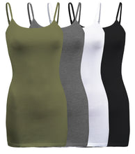 Load image into Gallery viewer, 4 Pack - Women&#39;s Basic Cami with Adjustable Spaghetti Straps Tank Top - S ~ 3XL