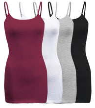 Load image into Gallery viewer, 4 Pack - Women&#39;s Basic Cami with Adjustable Spaghetti Straps Tank Top - S ~ 3XL