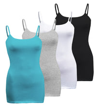 Load image into Gallery viewer, Plus Size - 4 Pack Classic/Basic Solid Cami With Adjustable Spaghetti Straps Tank Top