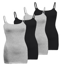 Load image into Gallery viewer, Plus Size - 4 Pack Classic/Basic Solid Cami With Adjustable Spaghetti Straps Tank Top