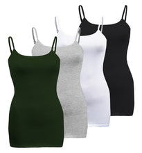 Load image into Gallery viewer, Plus Size - 4 Pack Classic/Basic Solid Cami With Adjustable Spaghetti Straps Tank Top