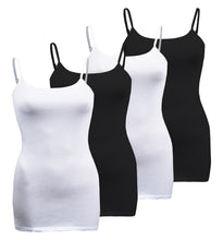 Load image into Gallery viewer, Plus Size - 4 Pack Classic/Basic Solid Cami With Adjustable Spaghetti Straps Tank Top