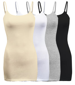 4 Pack - Women's Basic Cami with Adjustable Spaghetti Straps Tank Top - S ~ 3XL