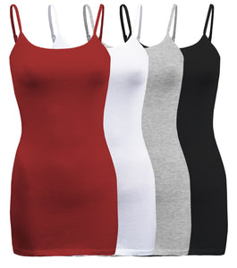 4 Pack - Women's Basic Cami with Adjustable Spaghetti Straps Tank Top - S ~ 3XL