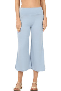 Premium High Elastic Waistband Wide Leg Gaucho Capri Pants