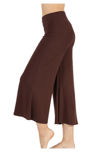 Premium High Elastic Waistband Wide Leg Gaucho Capri Pants