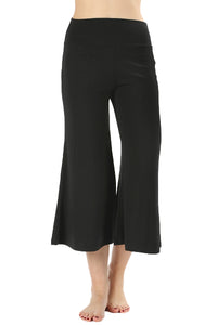 Premium High Elastic Waistband Wide Leg Gaucho Capri Pants