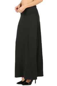 Premium  Fold Over High Waist  Long  Floor Length Maxi Skirt 