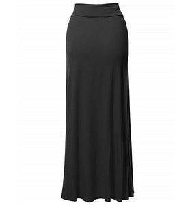 Premium  Fold Over High Waist  Long  Floor Length Maxi Skirt 