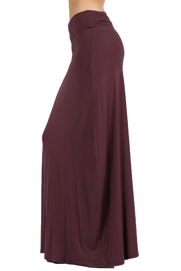 Premium  Fold Over High Waist  Long  Floor Length Maxi Skirt 