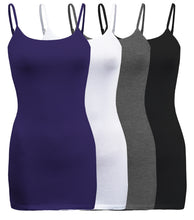 Load image into Gallery viewer, 4 Pack - Women&#39;s Basic Cami with Adjustable Spaghetti Straps Tank Top - S ~ 3XL