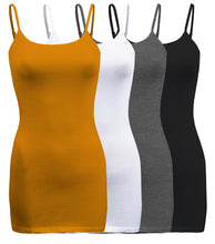 Load image into Gallery viewer, 4 Pack - Women&#39;s Basic Cami with Adjustable Spaghetti Straps Tank Top - S ~ 3XL