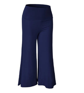 Premium High Elastic Waistband Wide Leg Gaucho Capri Pants