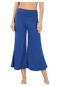 Premium High Elastic Waistband Wide Leg Gaucho Capri Pants