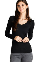 Load image into Gallery viewer, Women&#39;s Long Sleeve T-Shirt V-Neck Basic Layer Spandex Shirts