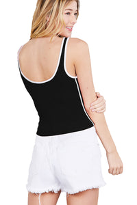 Women's Basic Sleeveless Scoop Neck Contrast Tape Tank Tops