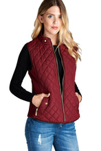 Load image into Gallery viewer, Women&#39;s Basic Solid Quilted Padding Jacket Vest Suede Piping Details With Pockets - SPWVST018