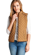 Load image into Gallery viewer, Women&#39;s Basic Solid Quilted Padding Jacket Vest Suede Piping Details With Pockets - SPWVST018