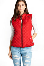 Load image into Gallery viewer, Women&#39;s Basic Solid Quilted Padding Jacket Vest Suede Piping Details With Pockets - SPWVST018