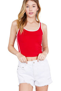 Women's Basic Sleeveless Scoop Neck Contrast Tape Tank Tops